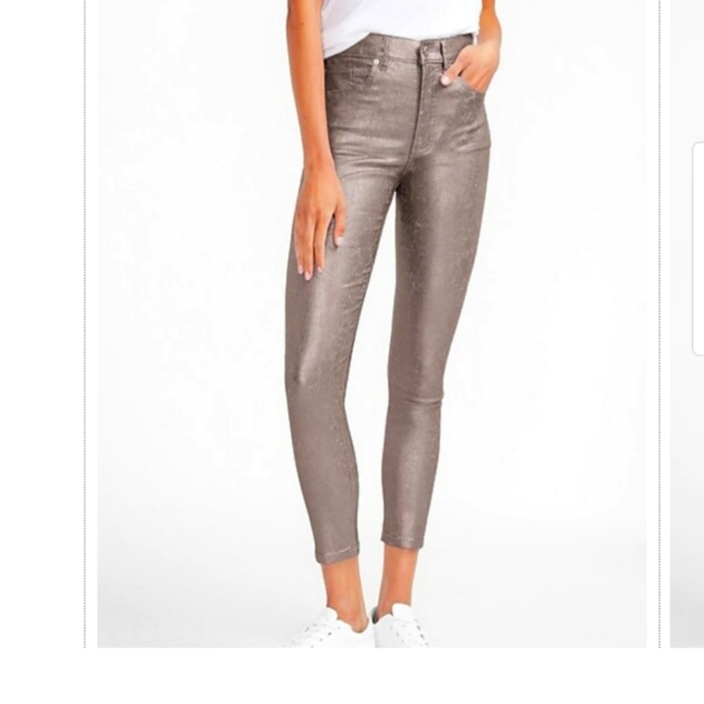 Express Pants & Jumpsuits | 8R High-Waisted Metalic Pants | Color: Silver
